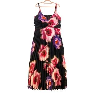 City Chic Maxi Ariana Pink Garden Gala Floral Pleated Dress Size 18 NWT